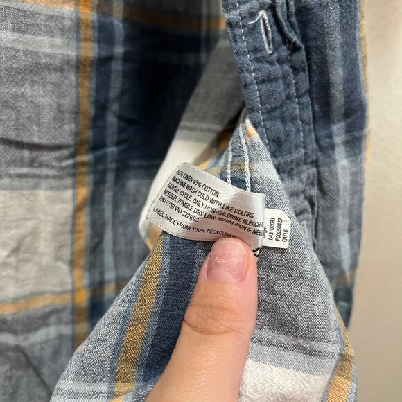 Merona Blue Plaid Button Up Shirt Casual Collared Button Down Size Small - Picture 6 of 8